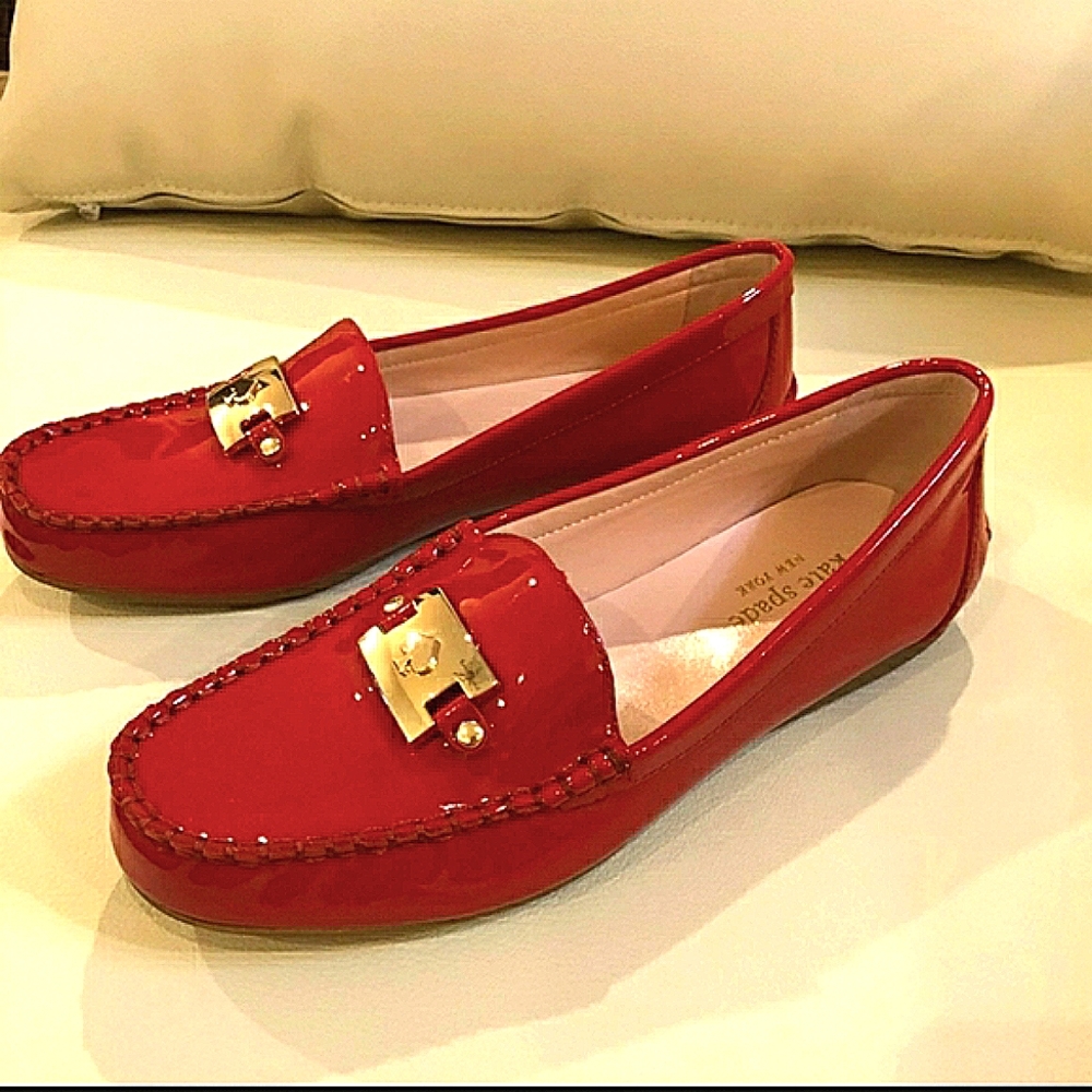 Kate Spade red flat loafer like new! 8